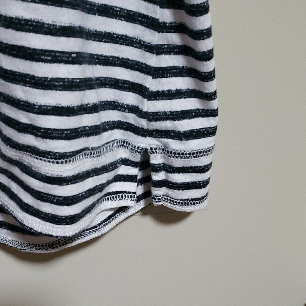 Westbound 2X Black and White Striped Short Sleeve Top - Picture 6 of 7